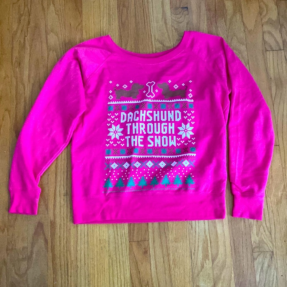 “Dachshund through the snow” funny Christmas/winter sweater - Picture 1 of 6